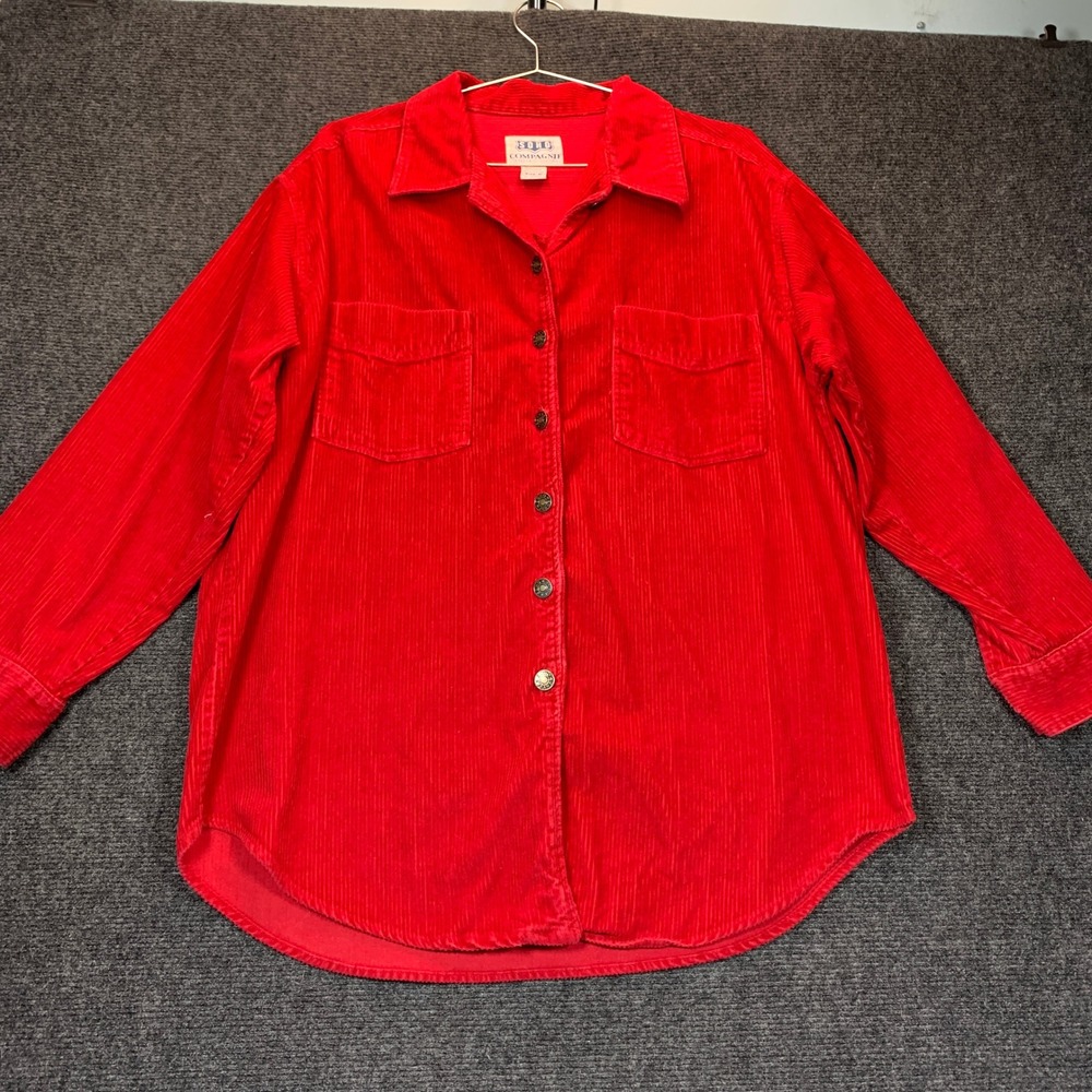 Soho Corduroy Y2K Button Women M Red Oversized 90s Layering Indie Streetwear